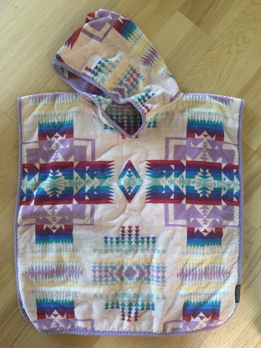 Pendleton Lavender, Teal, Red Aztec Hooded Poncho Towel